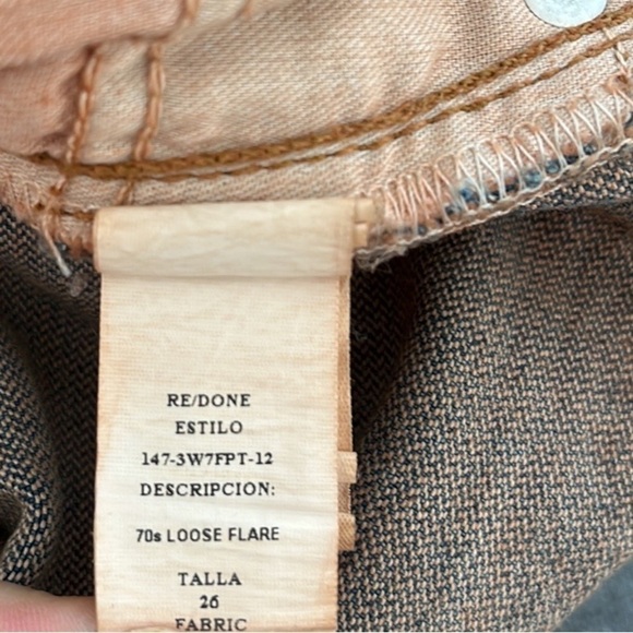 RE/DONE 70s Loose Fit Flare Jeans Size 26 Blue Acid Wash High Rise Grunge NWOT - Picture 9 of 10